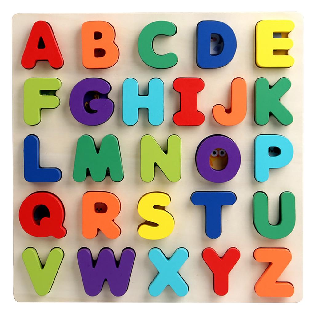 Wooden Puzzles for Toddlers Thickened Montessori Alphabets Number Puzzle Board Educational Matching Game for Children
