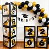 4 Pcs 2026 Grad Balloon Boxes Black Balloon Boxes with Letters So Pround of Graduation Party Decoration for School Class of 2026 Grad Party Supplies