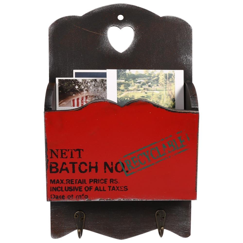 7.1 * 2.4 * 11.4inch Wooden Wall Organizer Wood Rural Style Wall Decor Wall Mount Storage Rack  Bar красный