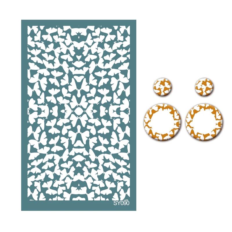 Polymer Clay Coloring Silk Screen Stencil Reusable Line Pattern Printing Clay Stamps DIY Earrings Jewelry Making Pottery Tools