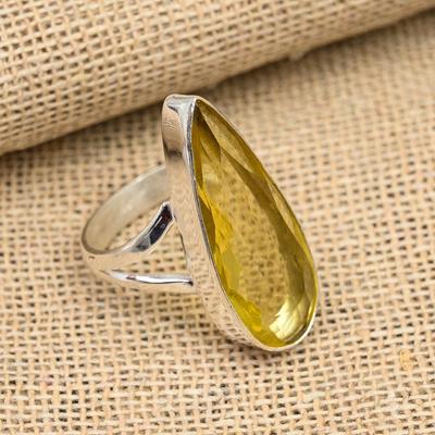 Citrin-Edelstein, handgefertigter Ringschmuck aus 925er Sterlingsilber für Thanksgiving