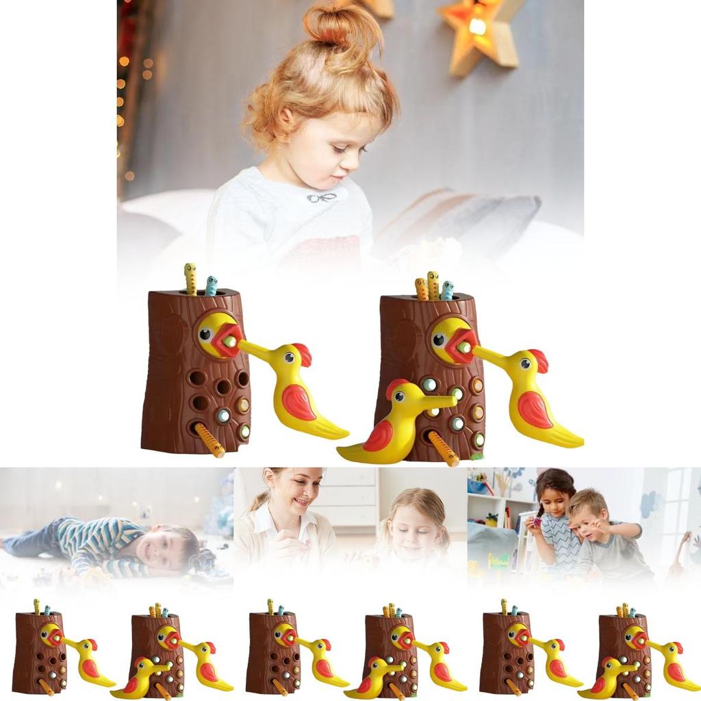 Colorful Educational Woodpecker Bug Catching Toy For Kids Enhancing Hand Eye Coordination Skills