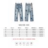Streetwear Cross Patch Denim Shorts Men Relaxed Fit Ripped Vintage Wash Mid Length