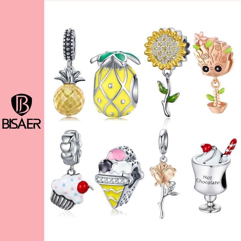 Couple Little Girls Boys 925 Sterling Silver Pineapple Food Avocado Beads Charm Bracelet Silver 925 Jewelry