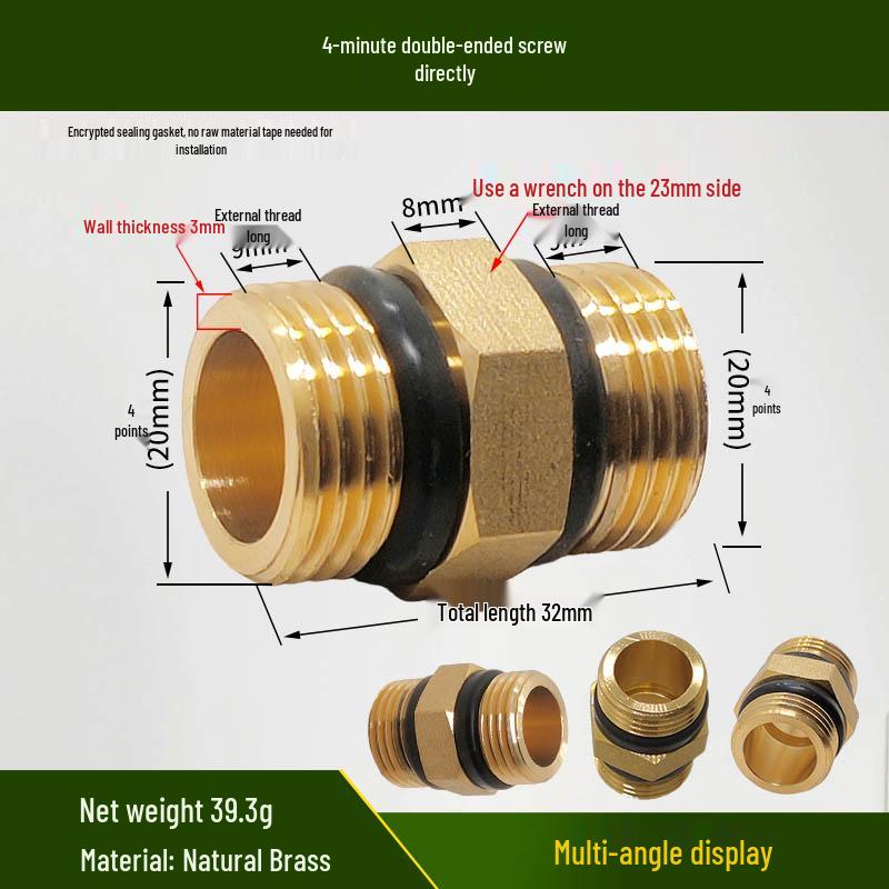 Copper Union with Inner/Outer Threads, Double Inner Thread Water Heater Connector Tee/Elbow Nipple, 46mm & 1" Thread, Different Diameters.