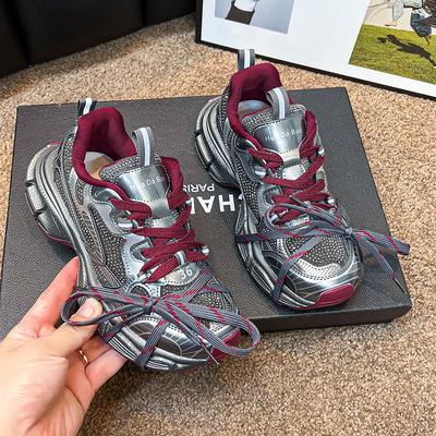 Strass Paris Daddy Schoenen Dames Vroege Herfst Nieuw Dikke zool Veelzijdig Vetersluiting Mesh Ademend Sport Casual Schoenen Tide