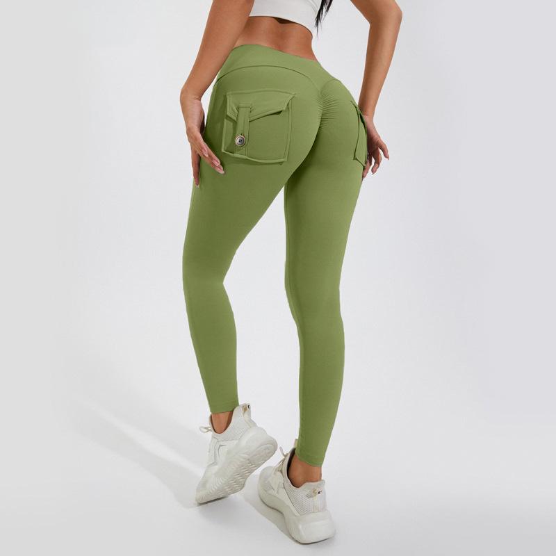 High Waist Cargo Pocket Butt Lift Yoga Pants - Fashion Nude Feel, Elastic Tummy Control, Quick-Dry Leggings