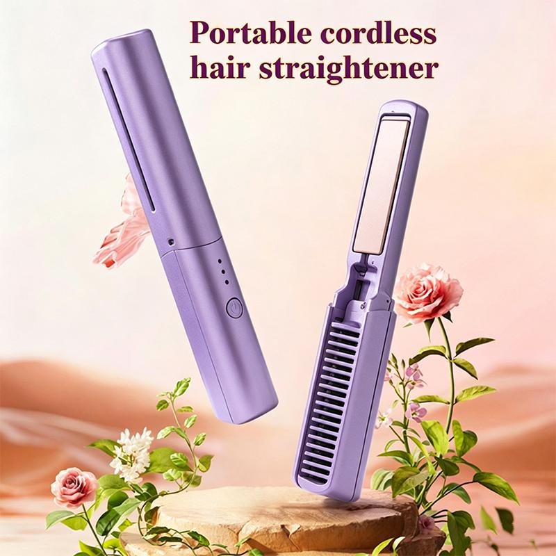 

Electric Hair Straightening Comb Hair Curling Brush Multi-Functional Heating Professional Hair Straightening Curling Convenient one size фиолетовый