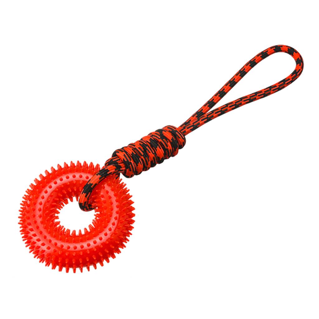 Yousheng Spiked Ring Dog Chew Toy for Aggressive Chewers Interactive Squeaky Spiky Ring with Rope Dog Training Fetch Toy for Small Medium Large Dogs