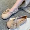 Girls' Leather Shoes Spring and Autumn Children's Soft-soled White Shoes Foreign Style Doudou Single Shoes Little Girl Pearl Female Treasure Prin