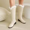 Women's low-heeled boots autumn and winter new thick-heeled large-size warm plush medium boots