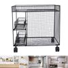 Mobile Storage Rack Breathable Space Saving Kitchen   with 360 Degrees  Rotating Lockable Wheels Pull Out Baskets for Bowls Dishes