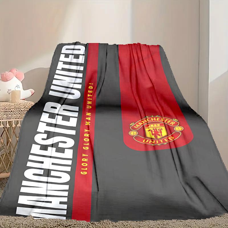 1pc Manchester United Manchester City Blanket, Home Printed Throw Blanket - Soft Blanket Gift for Family, Washable Sofa Bed Blanket