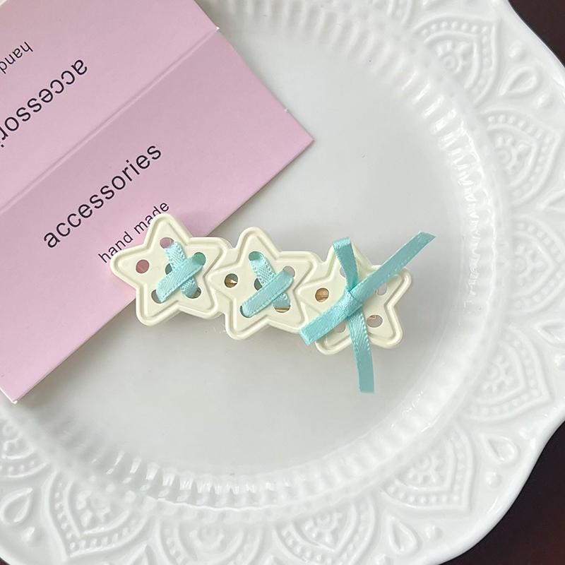 Korean Style Sweet Cool Star Ribbon Bow Hair Clip Cute Fresh Barrettes For Girls Fashion Broken Side Clips Y2K Hair Accessories