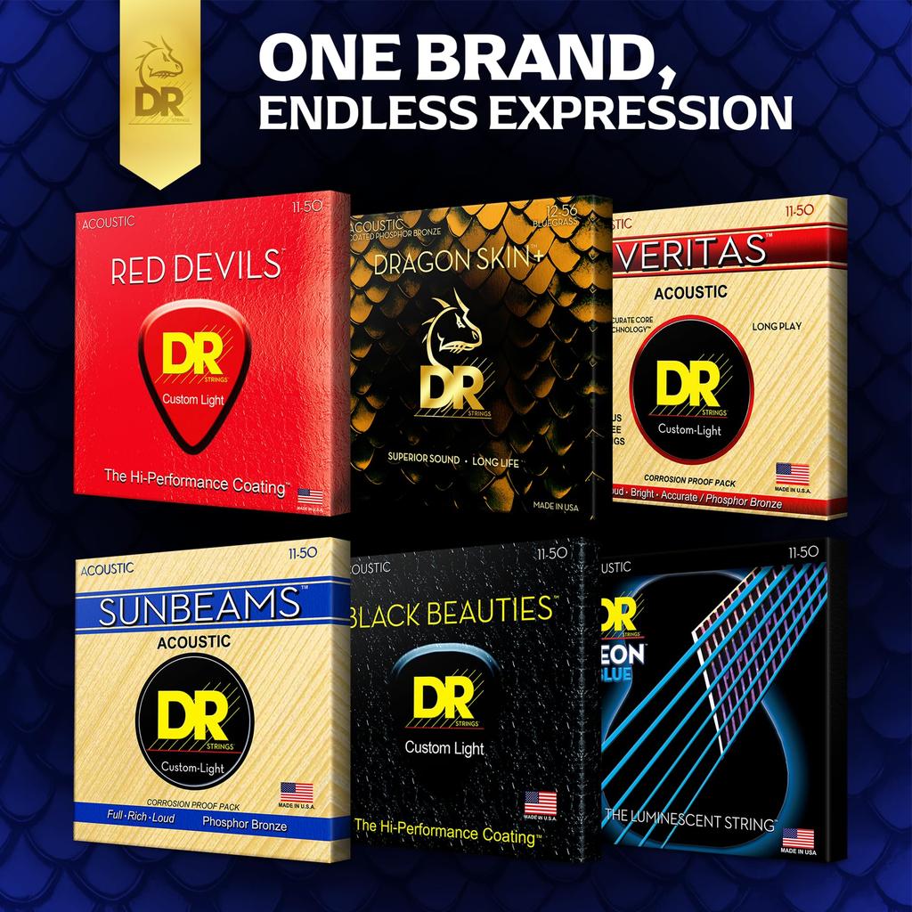 DR Strings DRAGON Acoustic Guitar SKIN+ Strings, 80/20 Bronze, DA8-12