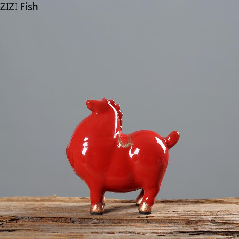 Minimalist Fat Horse Statue Room Aesthetics Ornaments Horse Ceramic Sculpture Living Room Decoration Crafts Vintage Home Decor
