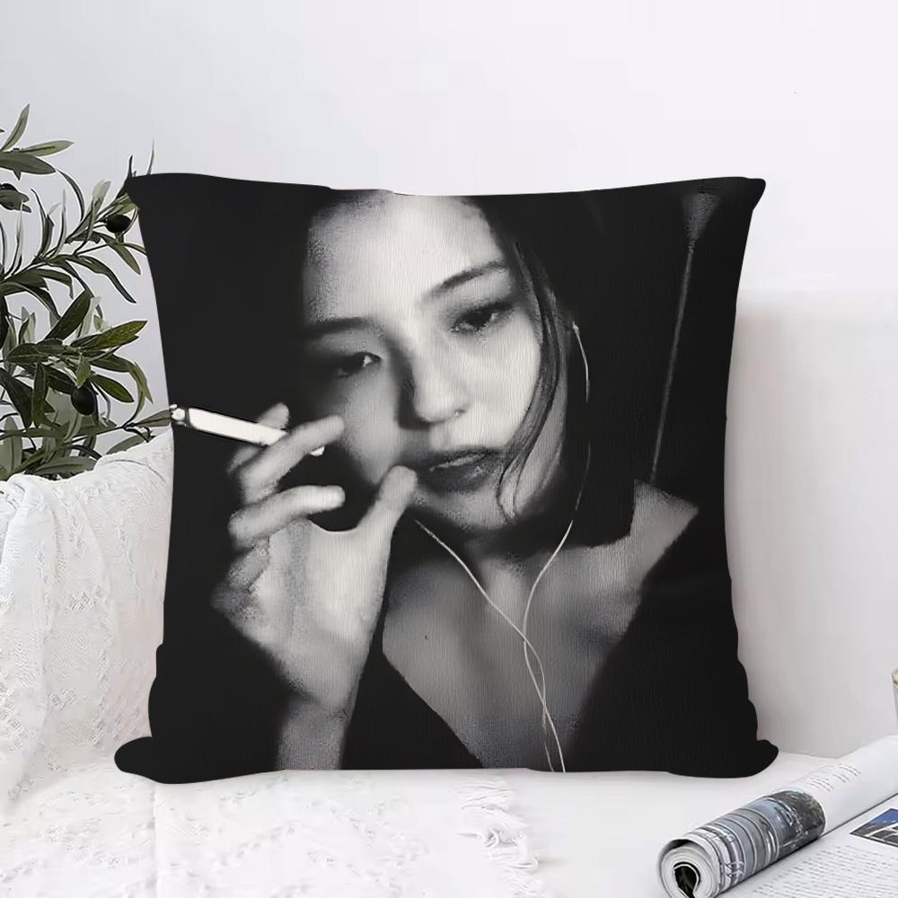 Han Sohee Cushion Cover Anti-dustmite Pillowcase Invisible Zipper Silky Short Plush Sofa Cushion Cover