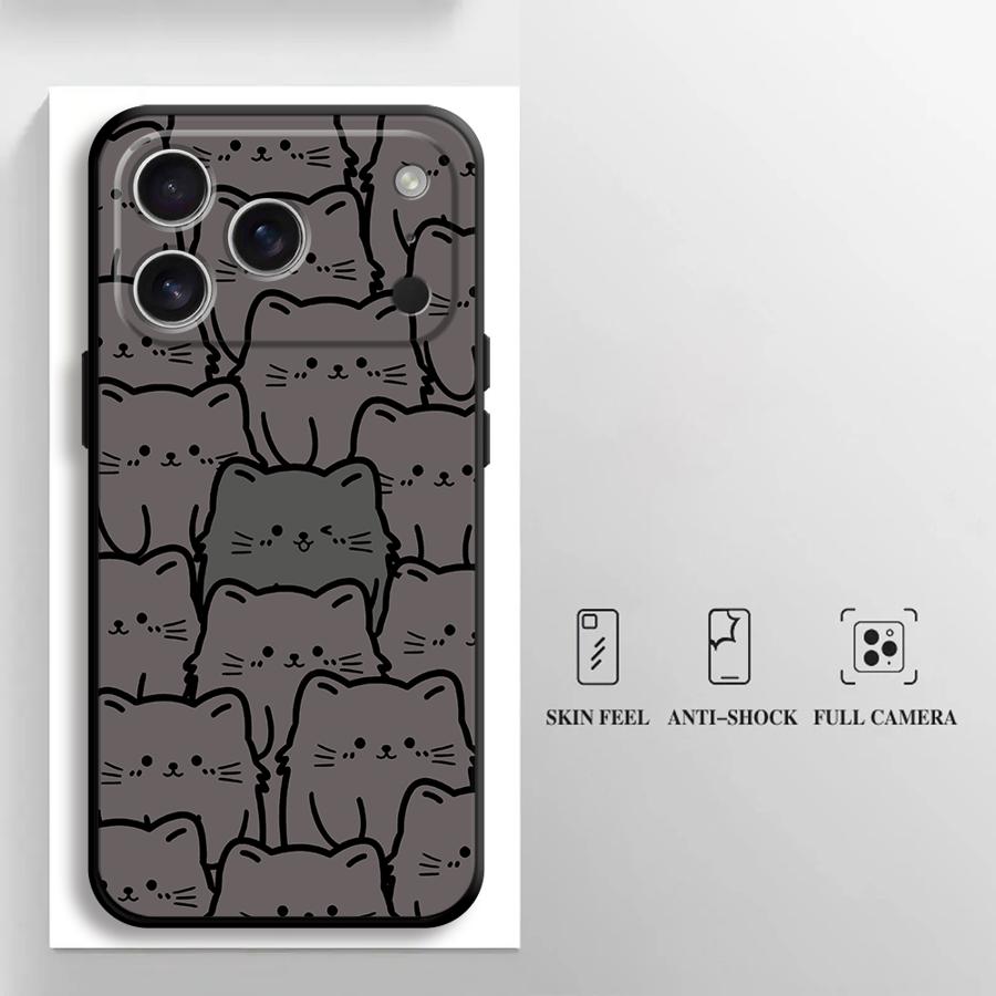 Cartoon Cute Cat Funda Phone Cover Case for Apple iPhone 17 Pro Max 16 11 15 Pro 7 8 Air 12 XR XS MAX 13 14