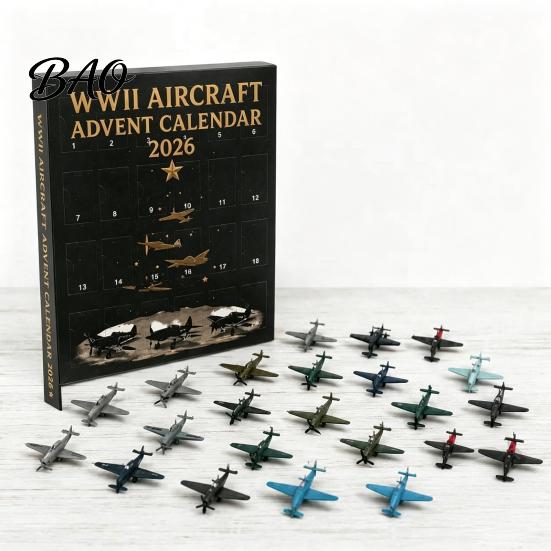 Aviation Themed Decor Aircraft Advent Calendars 2026, Airplane Toy Countdown Calendar, 24 Days Christmas Holiday Calendar with Models, 2D Acrylic