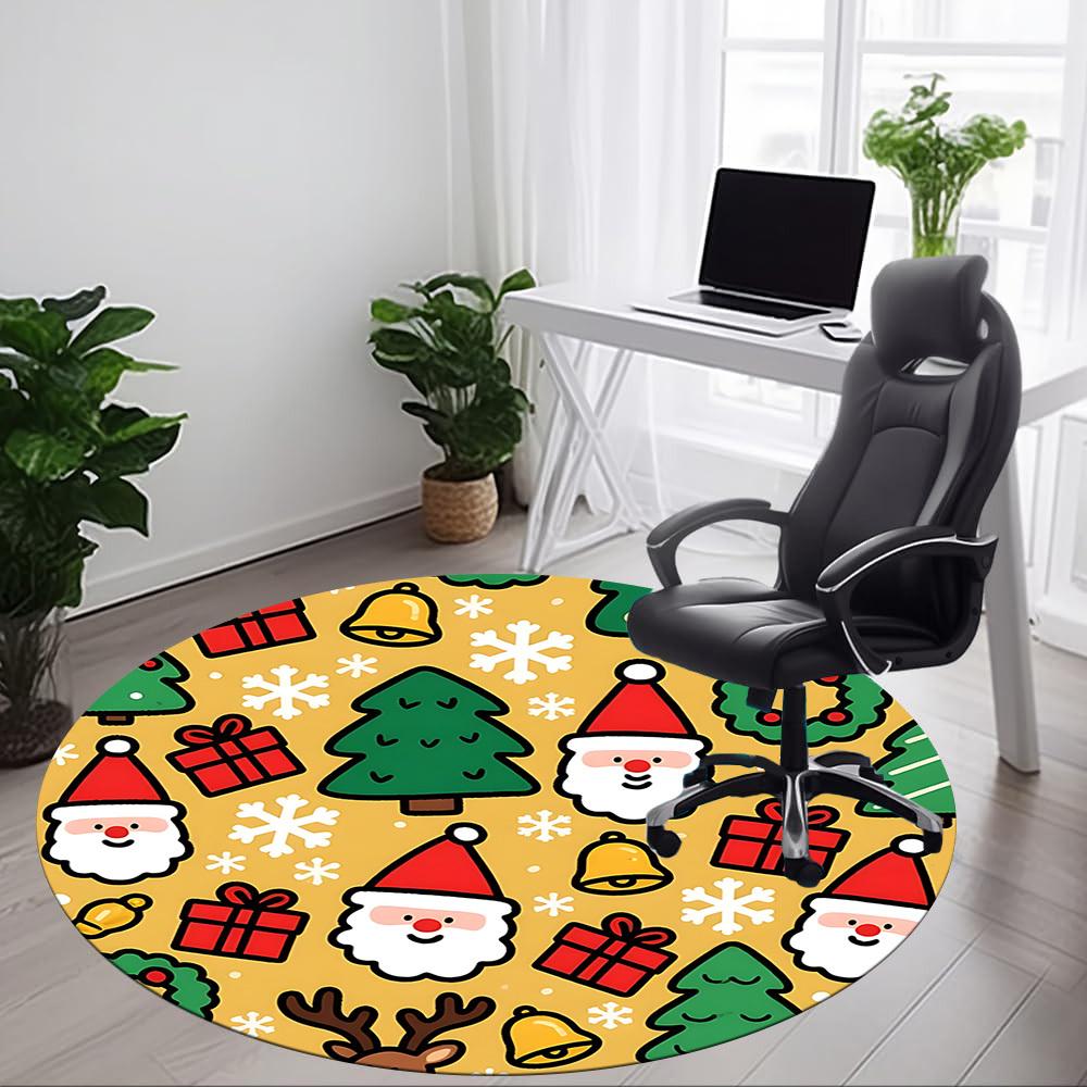 1pc Christmas Ornaments Office Round Rug, Non-slip, Soft and Durable Office Rug for Interior Decoration, Perfect for Office, Beautiful Decoration Yy26