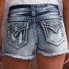 GMXIA Women's Ripped Denim Shorts Stretch Slim Peplum Jeans Embroidered Denim Shorts