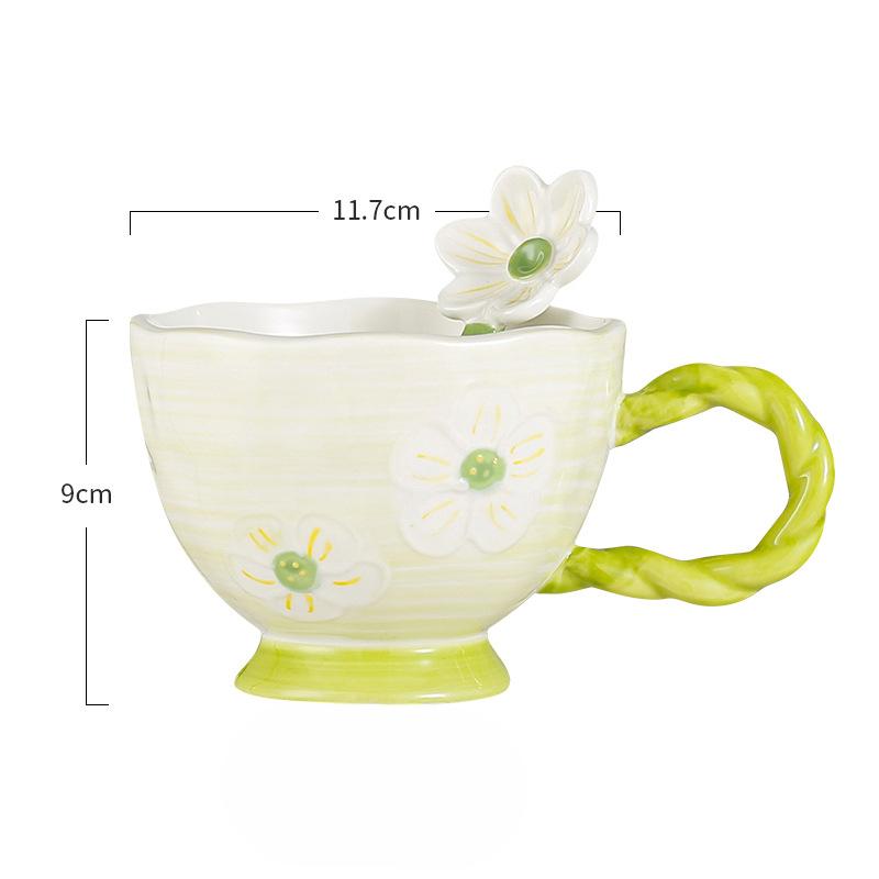 Relief Underglaze Colored Ceramic Cup Children's Goblet Hand-held Water Cup Gift with Handle Milk Cup Portable