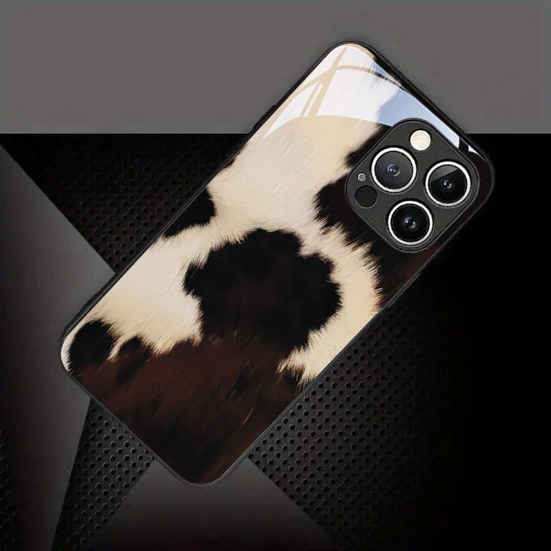 Schwarz Weiß Braun Felltextur Muster Gehärtetes Glas Schwarze Handyhülle Für Samsung Galaxy S25 S24 S23 Ultra Plus FE Hülle