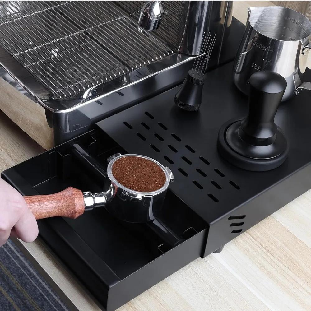 Black Coffee Grounds Knock Off Container, Detachable Knock Off Brewing Drawer, Stainless Steel Knock Off Coffee Box Accessories