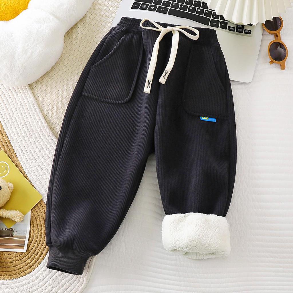 Kinder Fleecegefütterte Warme Freizeit Hose - Herbst/Winter Koreanischer Stil - Dicke Europäische Baumwoll-Sweathose für Jungen & Mädchen
