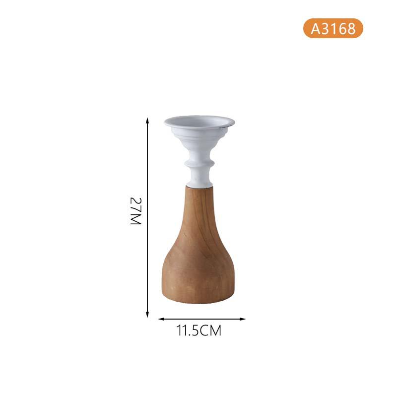 

Wabi-Sabi Cream Style Iron & Wood Candle Holder for Weddings and Festivals - Photo Studio Decoration Prop