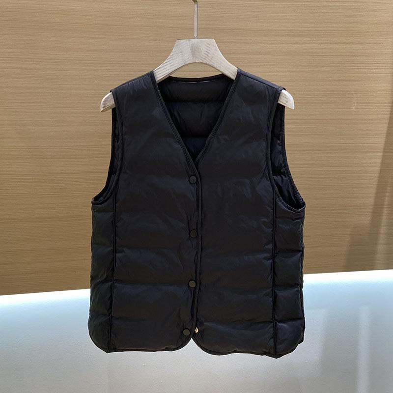 White Duck Down Jacket Liner Women's New V-neck Light and Thin Vest Stacked Inside with Bottom Down High-end Vest