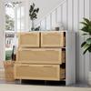 High-quality 4-drawer rattan cabinet with solid wood handles - Suitable for bedroom, living room, dining room, hallway - Dimensions: W80/H80/D38 cm
