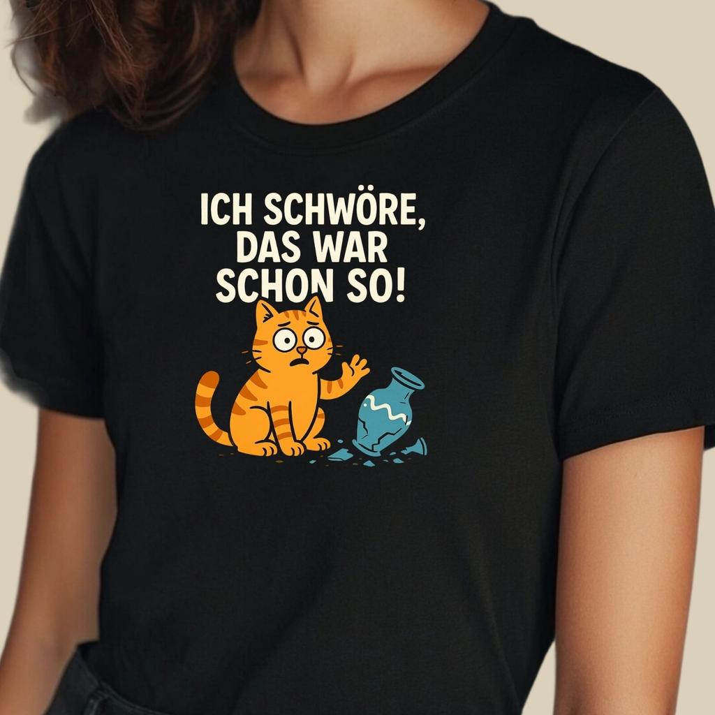 Damen T Shirt Katze Spruch Ich schwöre XS bis 3XL Lustig Comic Geschenk HumorWird in neuem Fenster oder Tab geöffnet