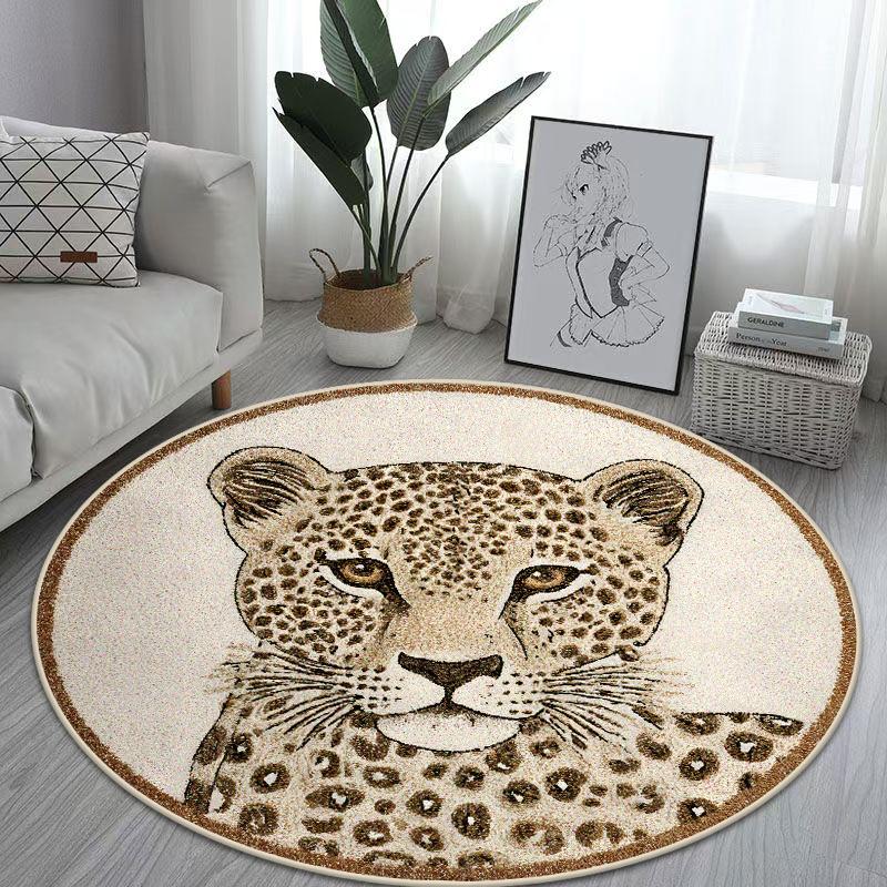 Cute Animal Pattern Rotundity Carpet Living Room Tea Table Foldable Rug Bed End Anti-slip Large Area Easy Cleaning Mat Office