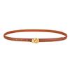 Top grain leather women's belt - smooth buckle detail, genuine leather waistband for dress pants and skirts