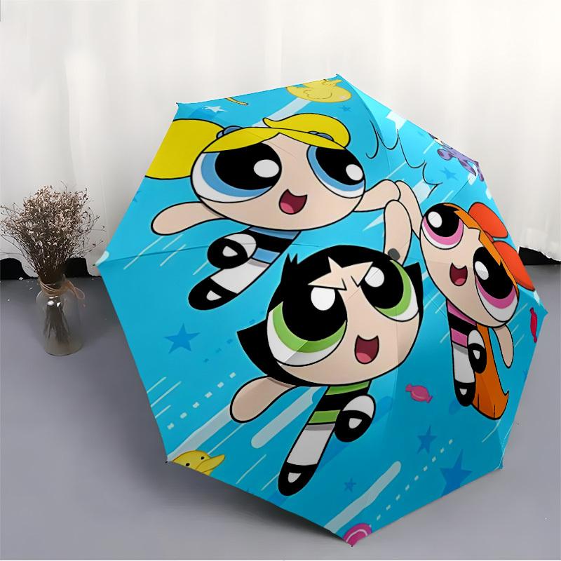 1pc Powerpuff Girls Automatic Opening/closing Umbrella, Foldable Sunshade, Perfect Gift for Friends, Durable Handle yy250815102