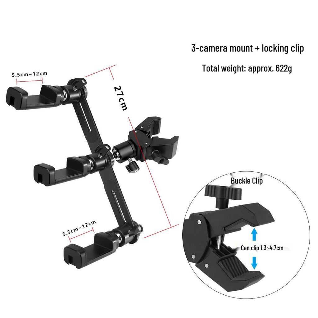 Adjustable Desktop Gimbal Boom Arm Stand for Dual Phone Live Streaming