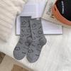 Trendy Socks with English Letters, Cartoon Cuteness, Cats, Fabric Labels, Mid-calf Socks, College Style, and Long Socks