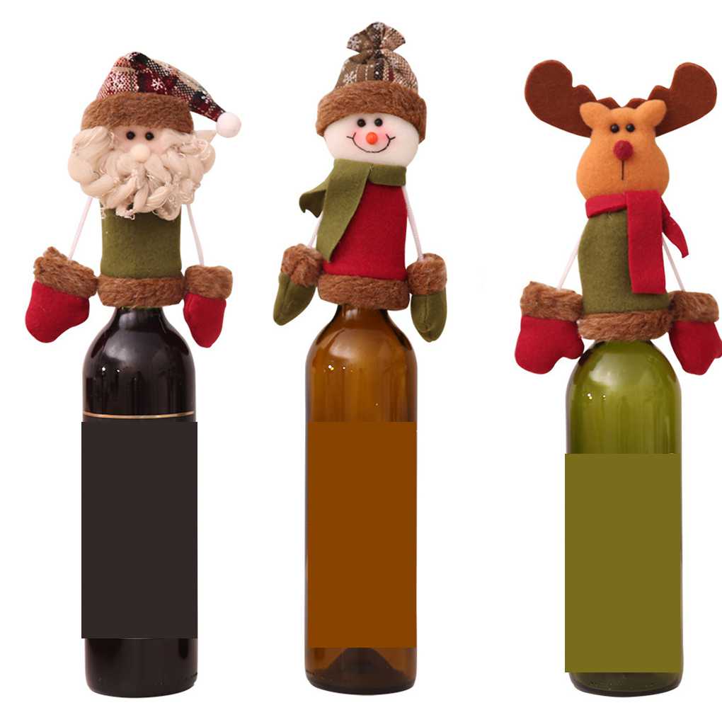 

Merry Christmas Santa Wine Bottle Bag Cover Xmas Dinner Party Table Decor Gift