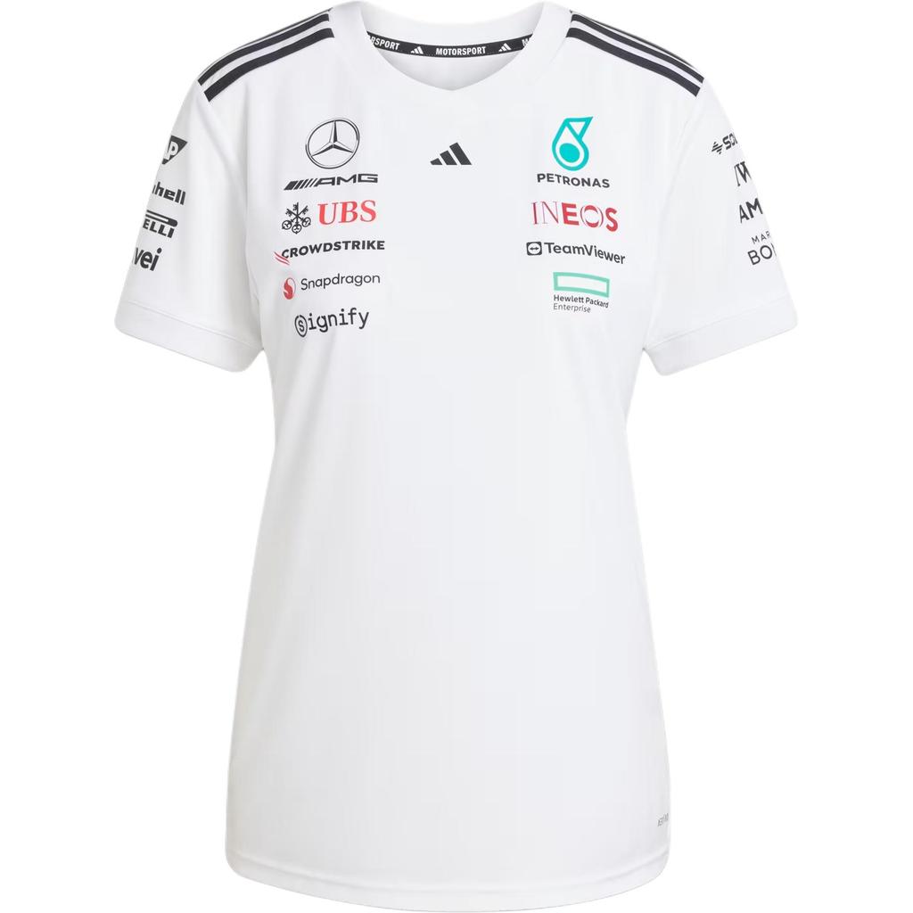 adidas X Mercedes-Amg Petronas F1 Team Atmungsaktive Mode Einfach Bequem Kurzarm T-Shirt Damen Tops Weiß Schwarz JX5799