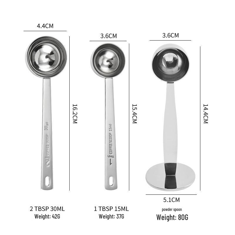 Łyżeczka do kawy ze stali nierdzewnej z miarką, pojemność 15 ml/30 ml