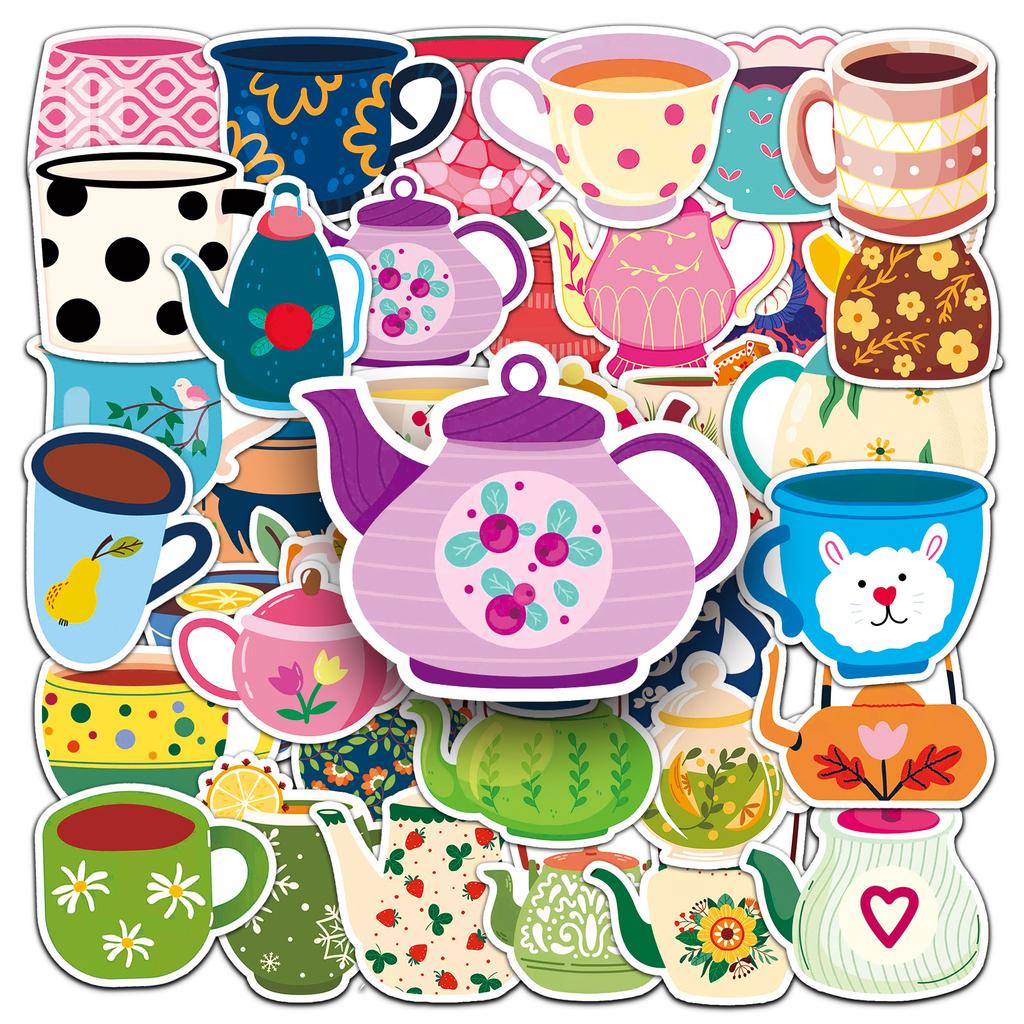 50 Teetasse Kessel Doodle Cartoon Kreativ Niedlich Aufkleber Dekorativ Wasserbecher Koffer Aufkleber Wasserdicht