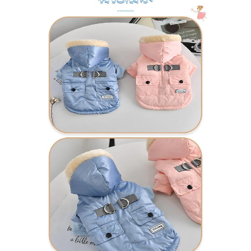Windproof French Bulldog Winter Jacket Dog Cat Warm Pet XS 4XL Hoodie Harness Coat And Jacket For Small Medium Puppy Animal Pugs