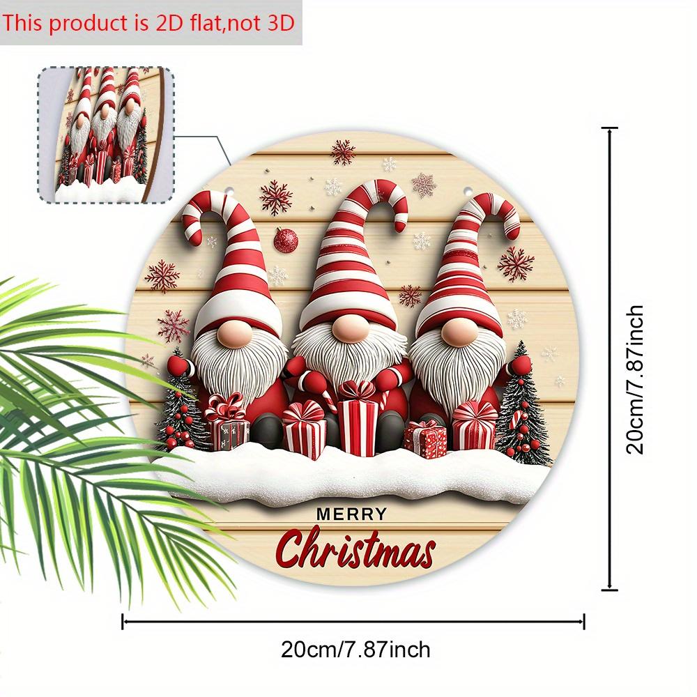 Adorabil Gnomi Roz Crăciun Semn din Lemn, Merry Christmas Semn Rotund pentru Decor Agățat de Perete Ușă din Față, Decorațiune Ideală de Crăciun