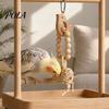 Rattan Balls Parrot Toy Wooden Blocks Toy, Bird Chew with Beads or Dried Star Fruits, Cage Accessory for Small Medium Parrots Cockatiels Budgerigars