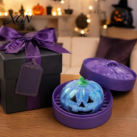 Stretchy Pumpkin Toy 1/4Pcs Halloween Stress Relief with Steamer, Glitter Head Squeeze Sensory Toy, Party Favors for Kids and Adults