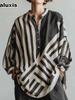 Herbst Damen Klassisches Lässiges Gestreiftes Bedrucktes Baumwoll-Leinen-Gemisch Locker Langarm Henley-Shirt