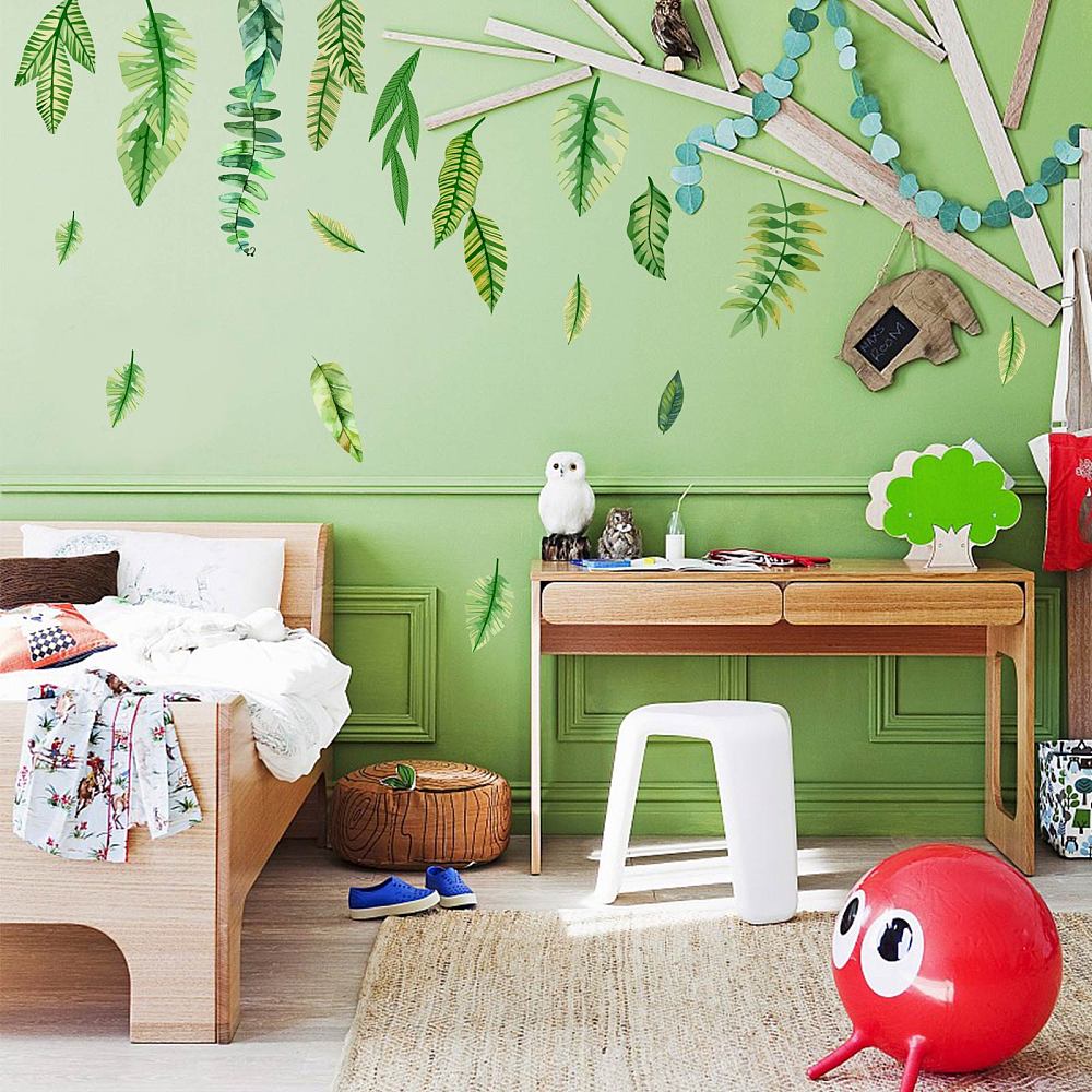 1sheet PVC Wall Stickers Wall Decoration Leaf Pattern 900x390mm