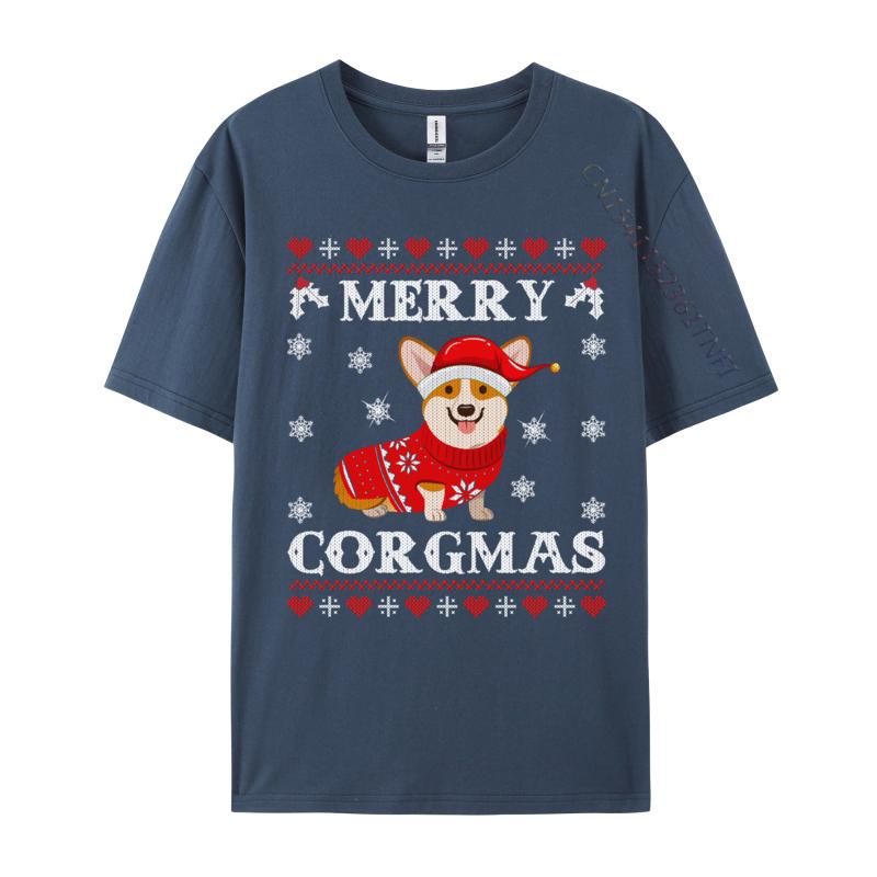 Corgi Dog Merry Corgmas Santa Corgi Ugly Christmas Sweater Cotton T-Shirt Leisure Tees Tops Clothes Camisas