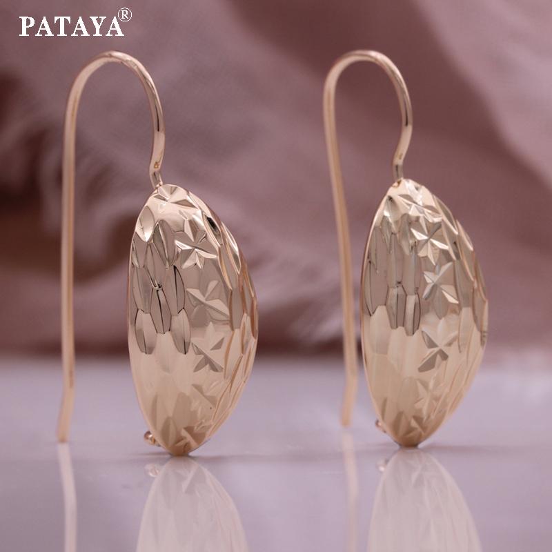 PATAYA 585 Rose Gold Color Classical Turtle Back Style Long Fish Ear Buckles Earring